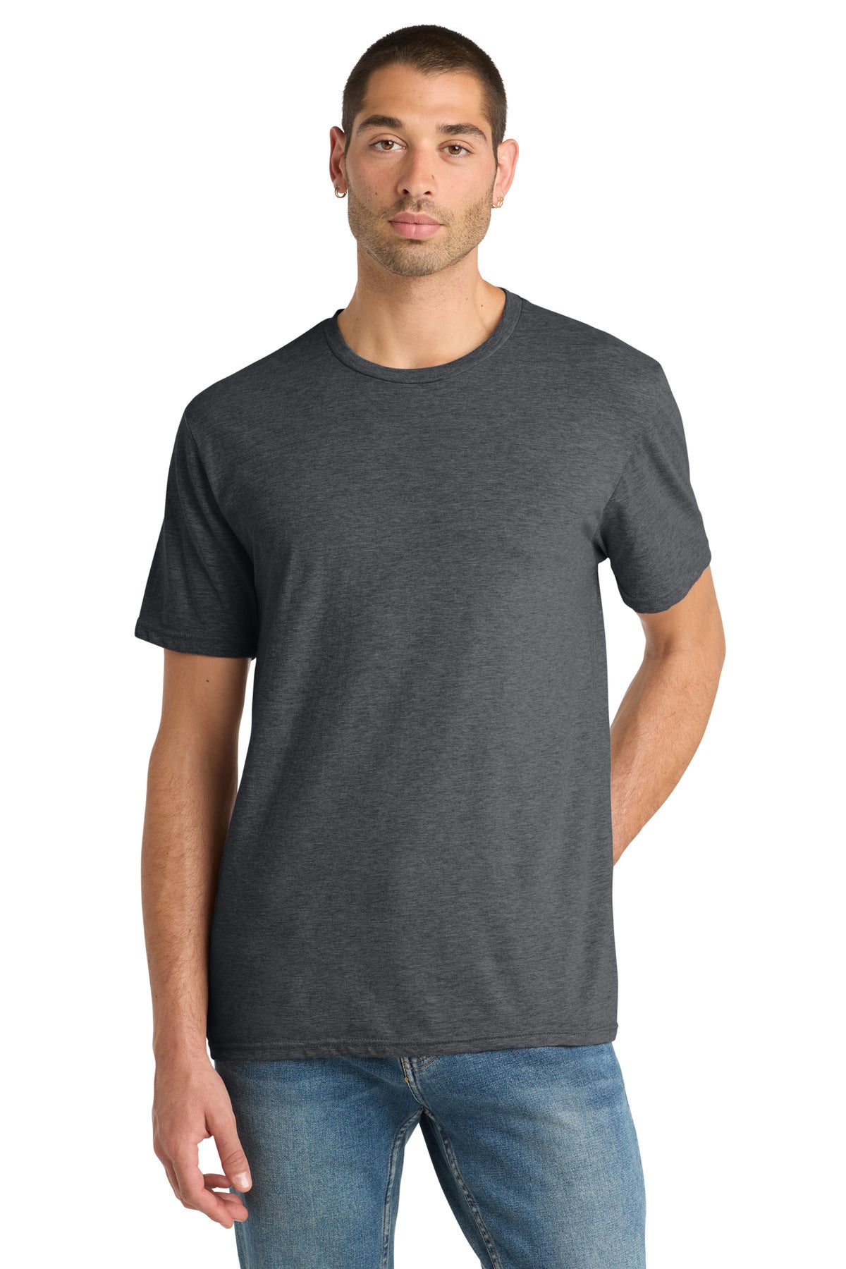 District Perfect Blend CVC Tee. DM108 - Heathered Charcoal - front