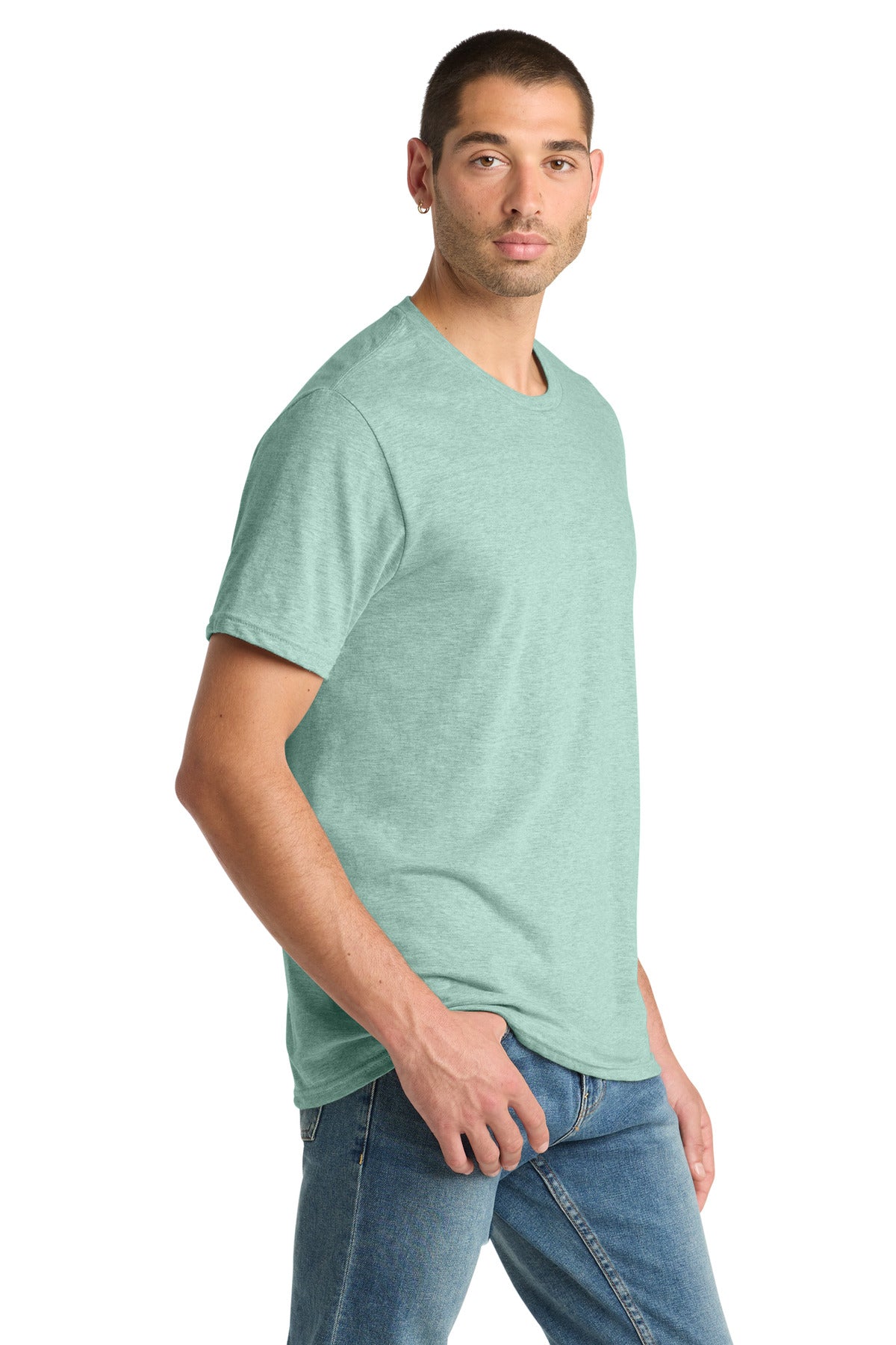 District Perfect Blend CVC Tee. DM108 - Heathered Dusty Sage - side