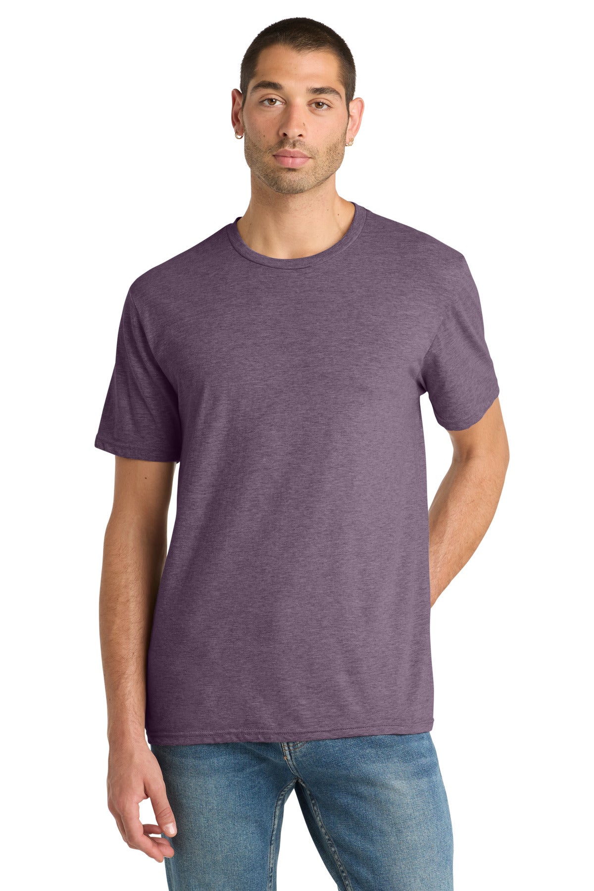 District Perfect Blend CVC Tee. DM108 - Heathered Eggplant - front
