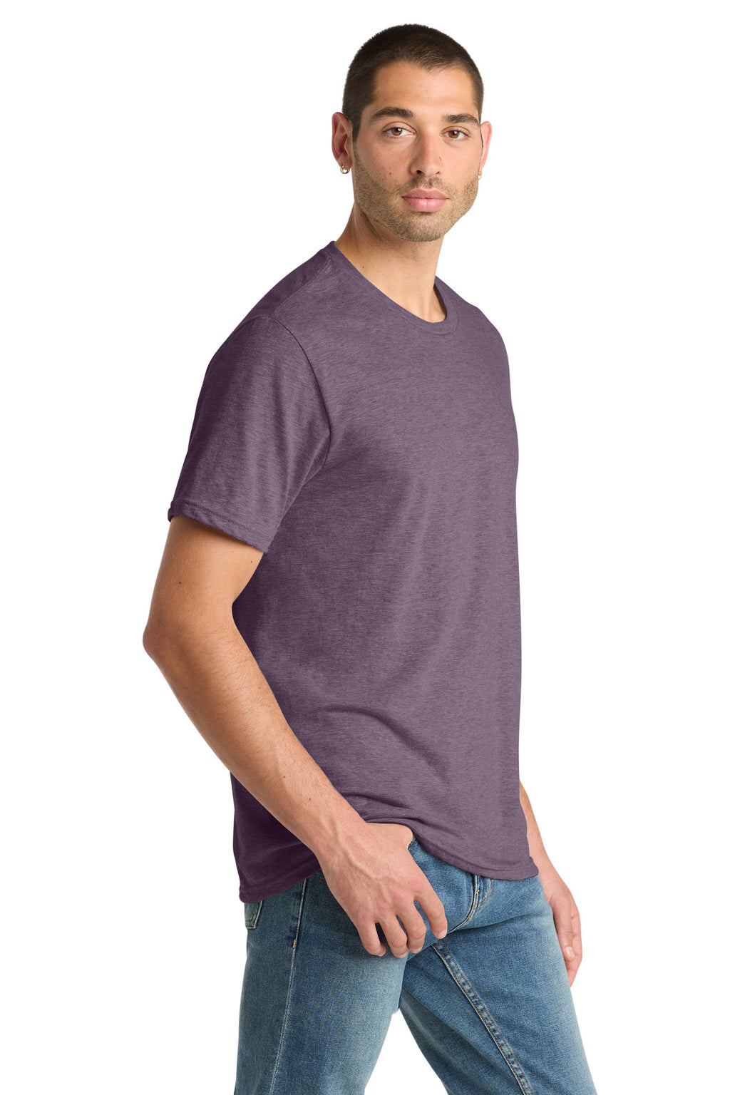 District Perfect Blend CVC Tee. DM108 - Heathered Eggplant - side
