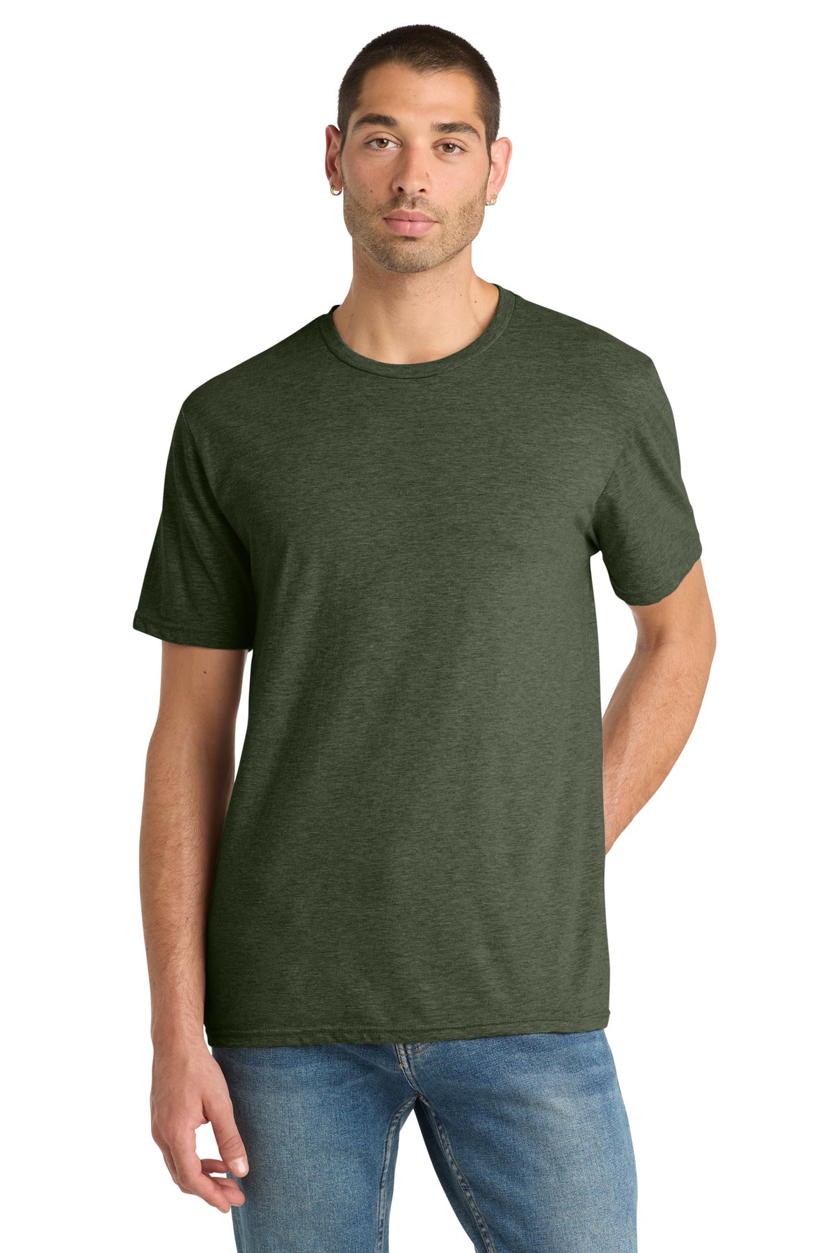 District Perfect Blend CVC Tee. DM108 - Heathered Forest Green - front