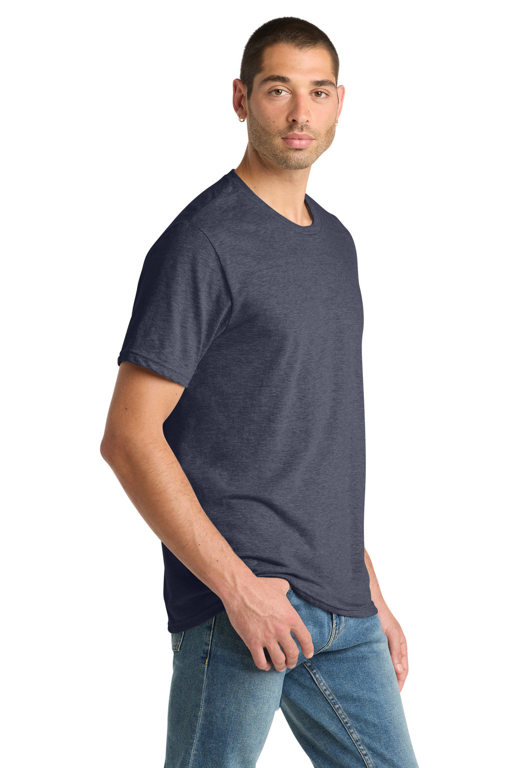District Perfect Blend CVC Tee. DM108 - Heathered Navy - side
