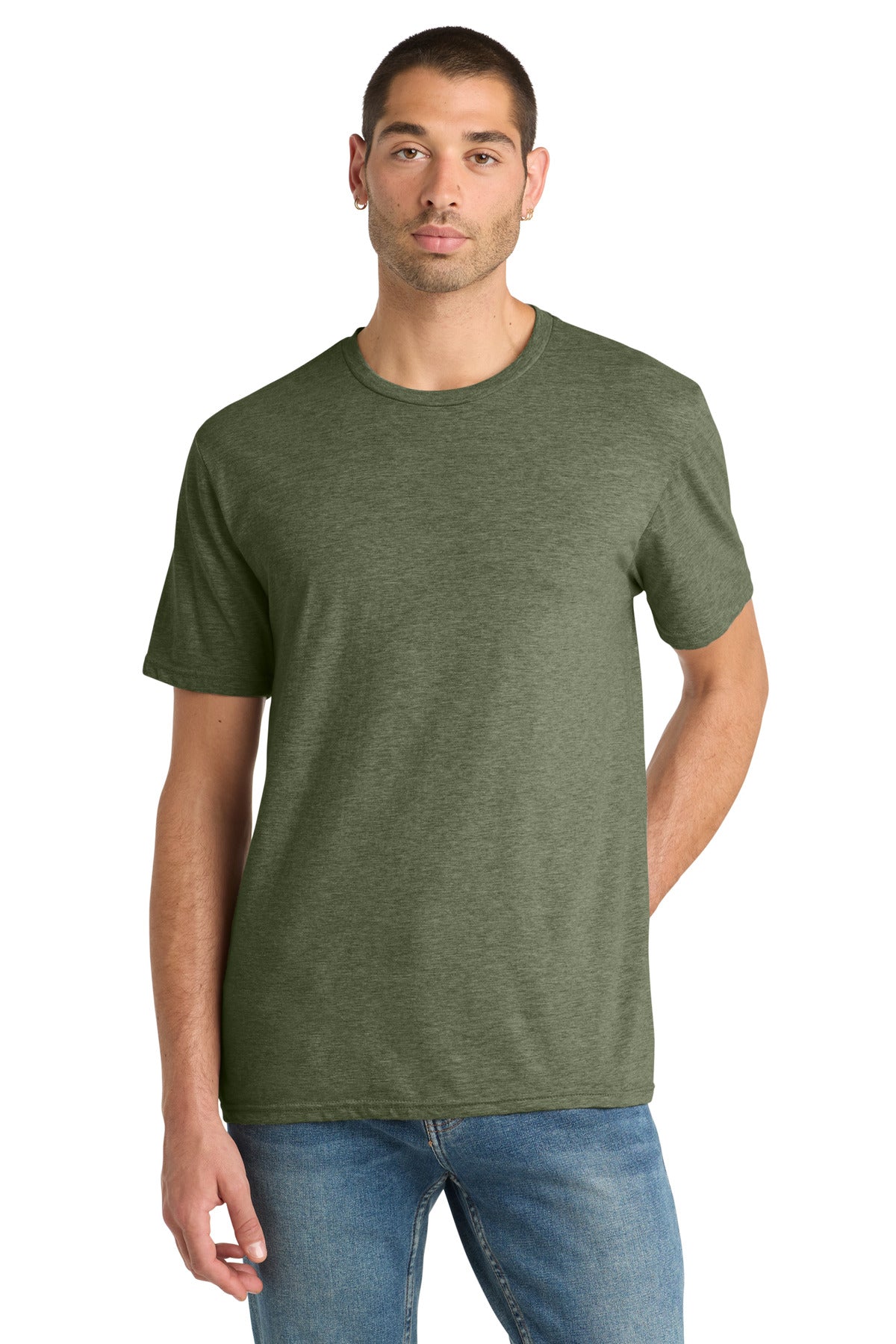 District Perfect Blend CVC Tee. DM108 - Heathered Olive - front