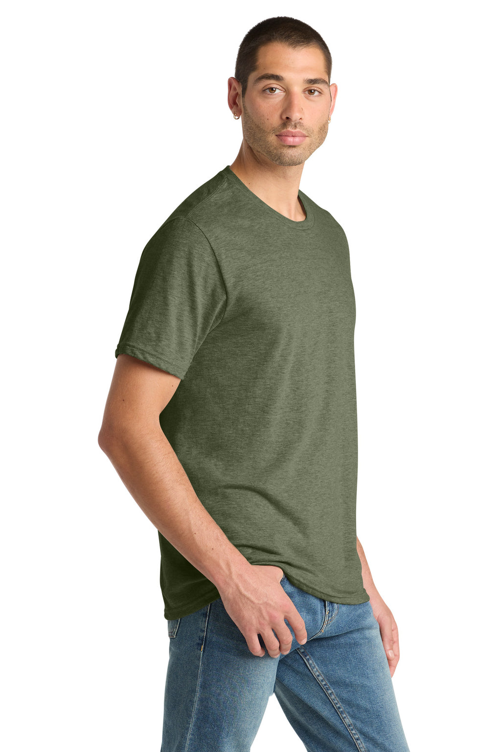 District Perfect Blend CVC Tee. DM108 - Heathered Olive - side
