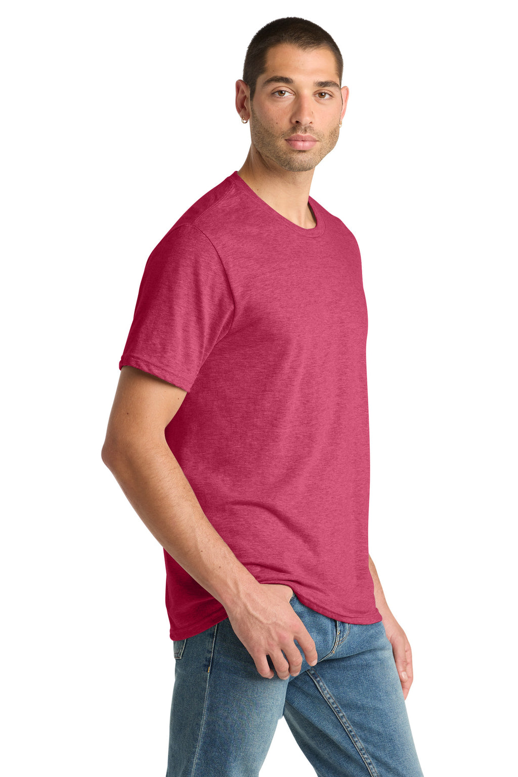 District Perfect Blend CVC Tee. DM108 - Heathered Red - side