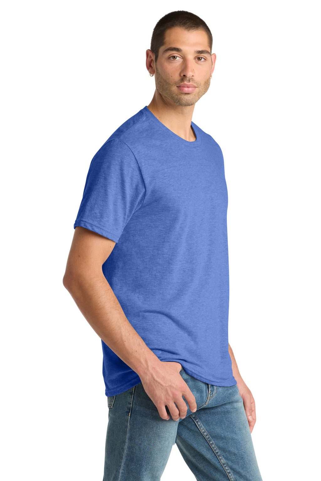 District Perfect Blend CVC Tee. DM108 - Heathered Royal - side