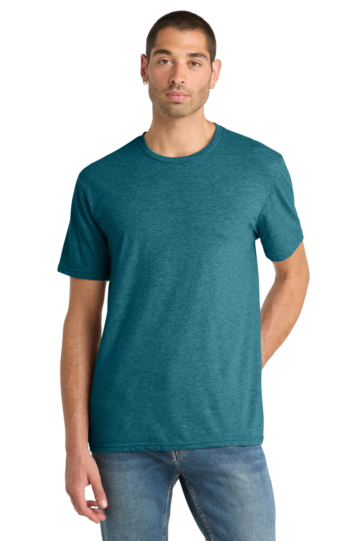 District Perfect Blend CVC Tee. DM108 - Heathered Teal - front