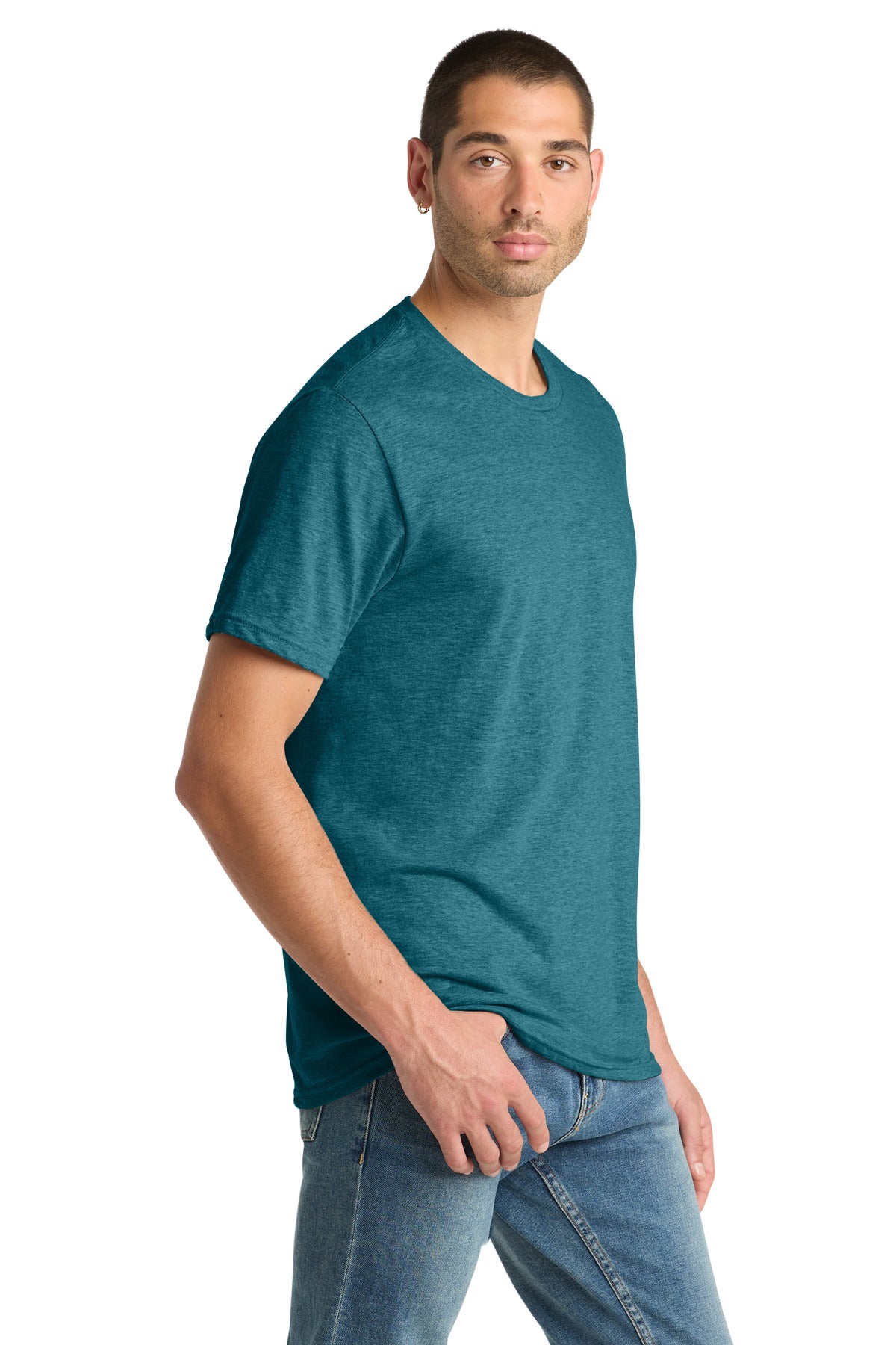 District Perfect Blend CVC Tee. DM108 - Heathered Teal - side