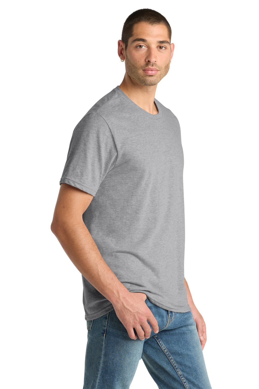 District Perfect Blend CVC Tee. DM108 - Light Heather Grey - side