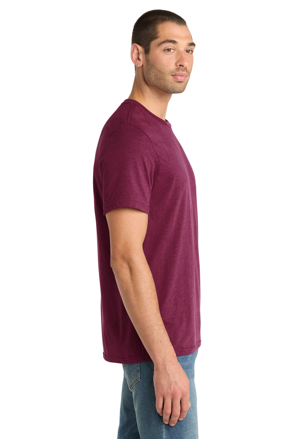 District Perfect Blend CVC Tee. DM108 - Raspberry Fleck - side