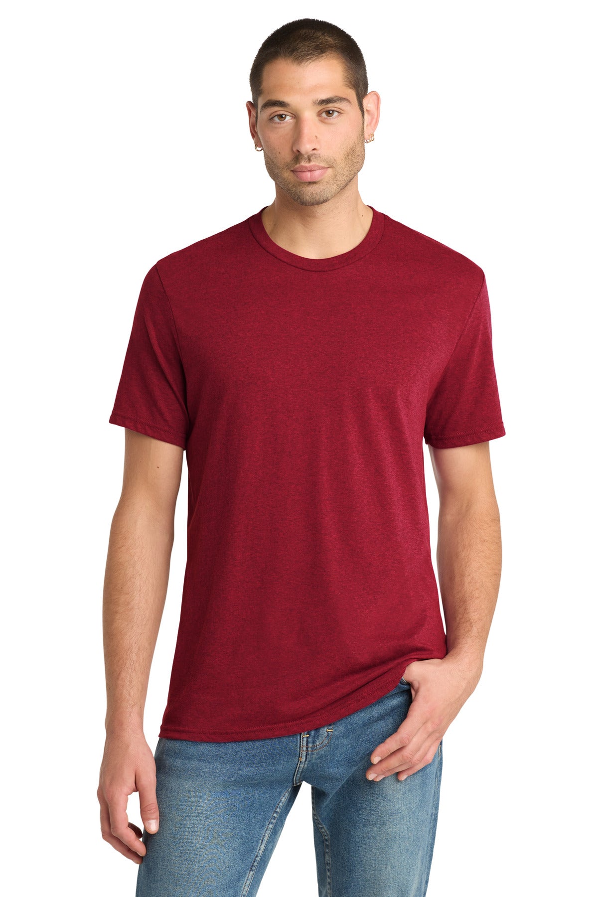 District Perfect Blend CVC Tee. DM108 - Red Fleck - front