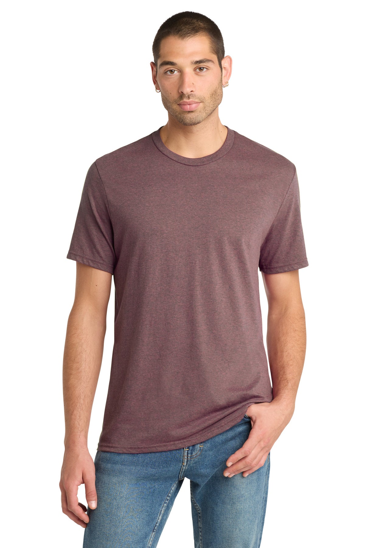District Perfect Blend CVC Tee. DM108 - Rose Fleck - front