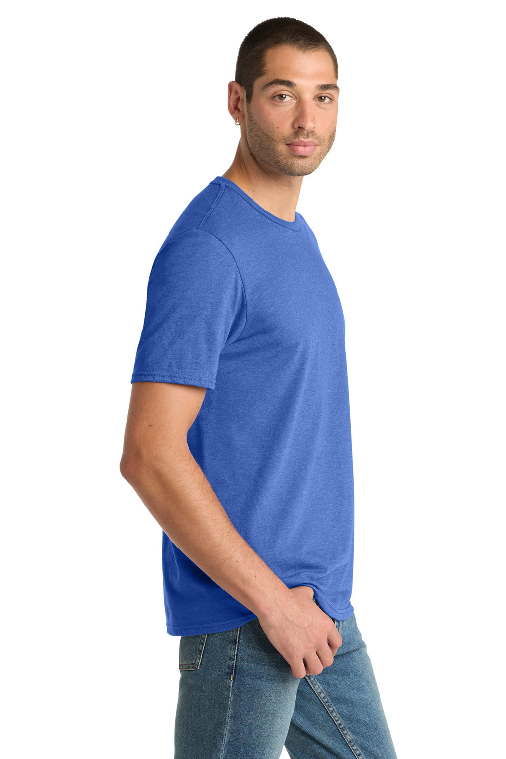 District Perfect Blend CVC Tee. DM108 - Royal Frost - side