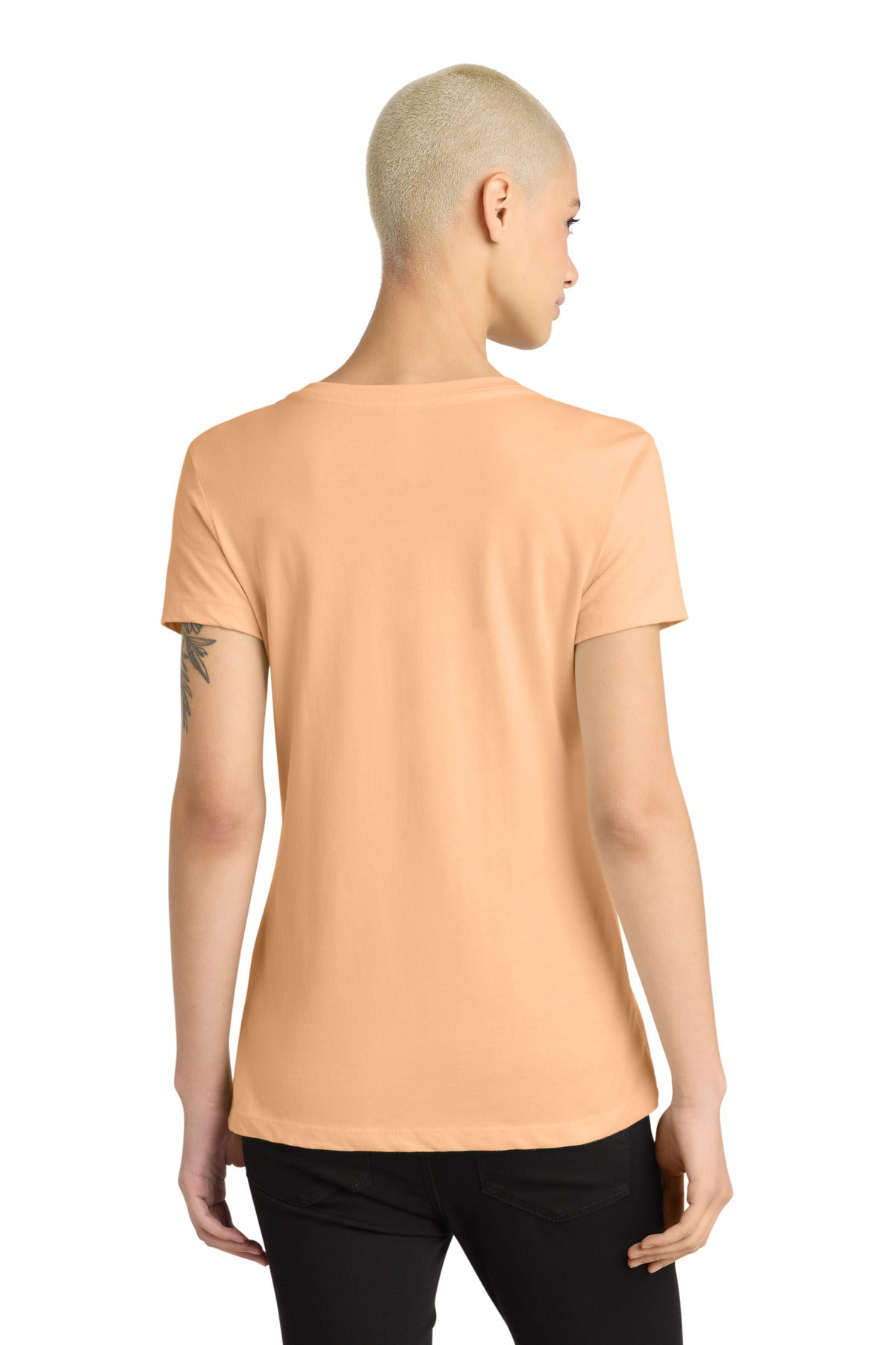 District - Women's Perfect Weight V-Neck Tee. DM1170L - Apricot - back
