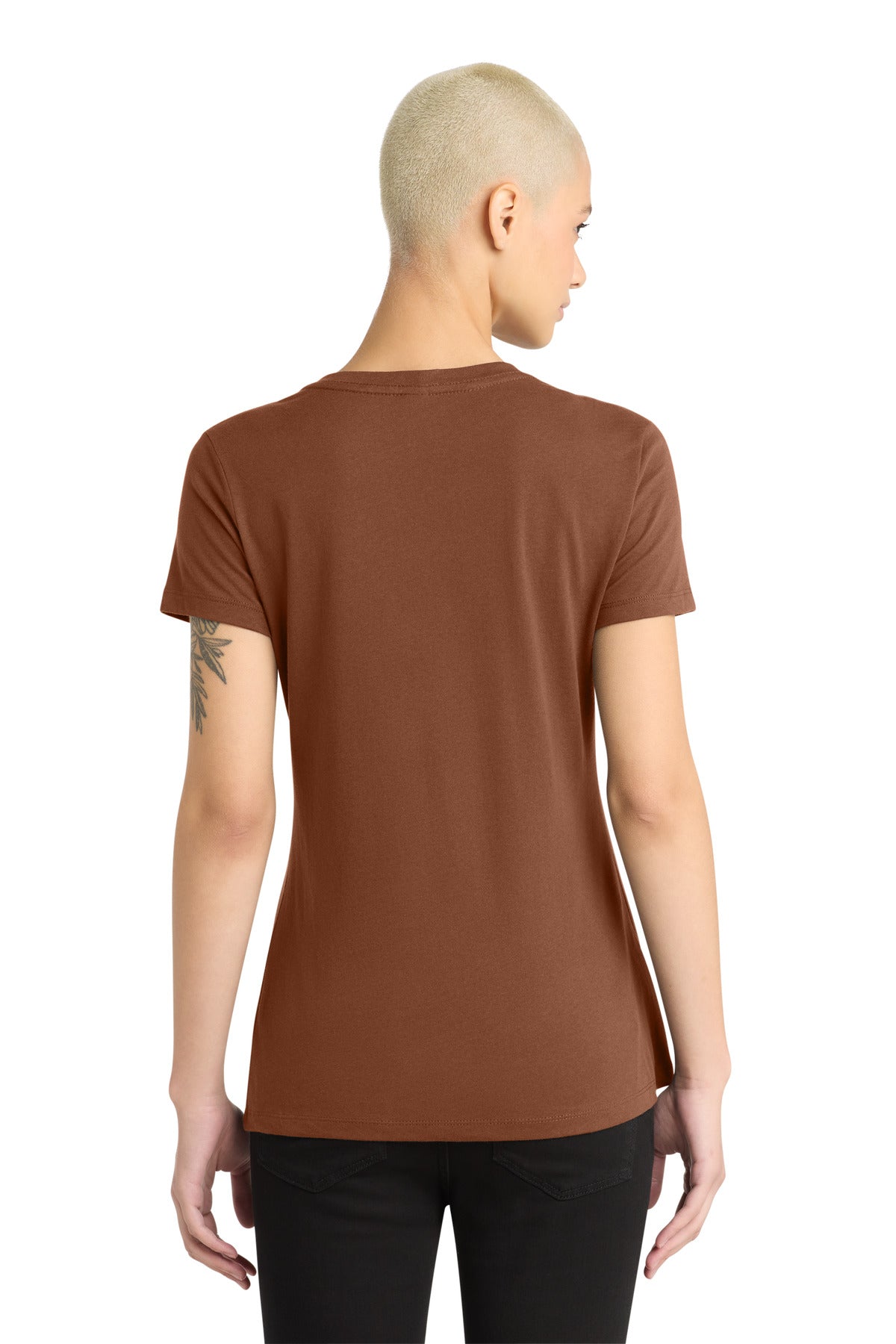 District - Women's Perfect Weight V-Neck Tee. DM1170L - Baked Clay - back