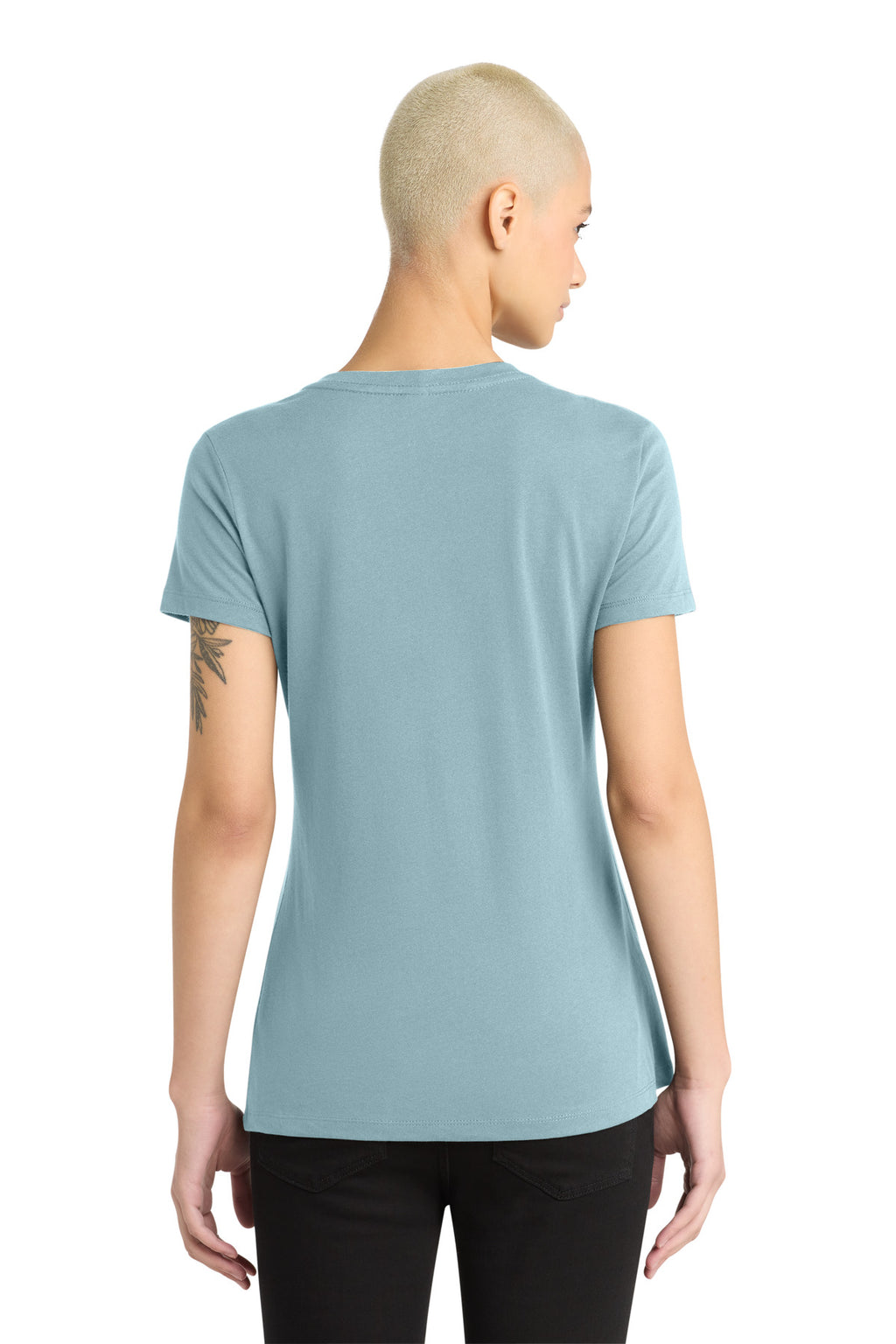District - Women's Perfect Weight V-Neck Tee. DM1170L - Blue Fog - back