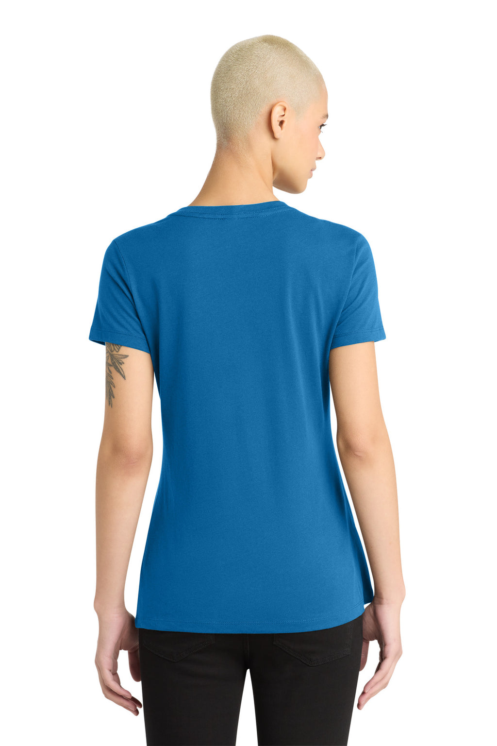 District - Women's Perfect Weight V-Neck Tee. DM1170L - Bright Blue - back