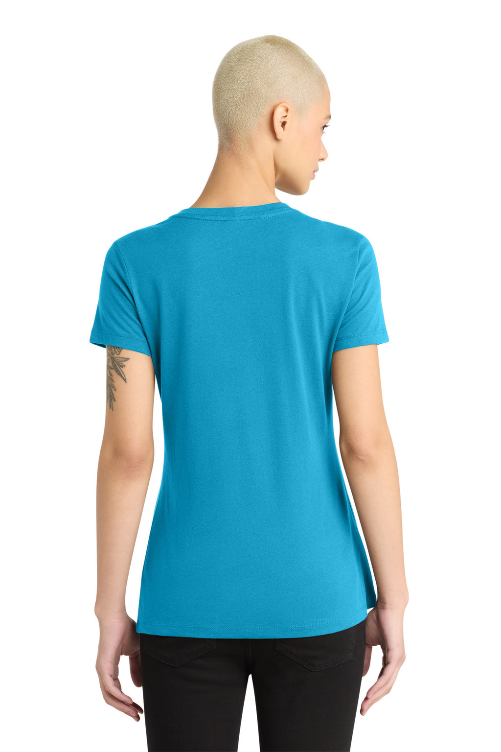 District - Women's Perfect Weight V-Neck Tee. DM1170L - Bright Turquoise - back
