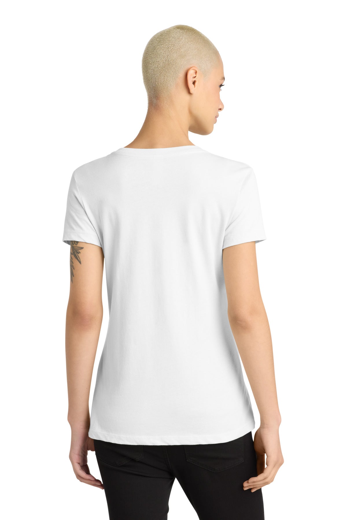 District - Women's Perfect Weight V-Neck Tee. DM1170L - Bright White - back