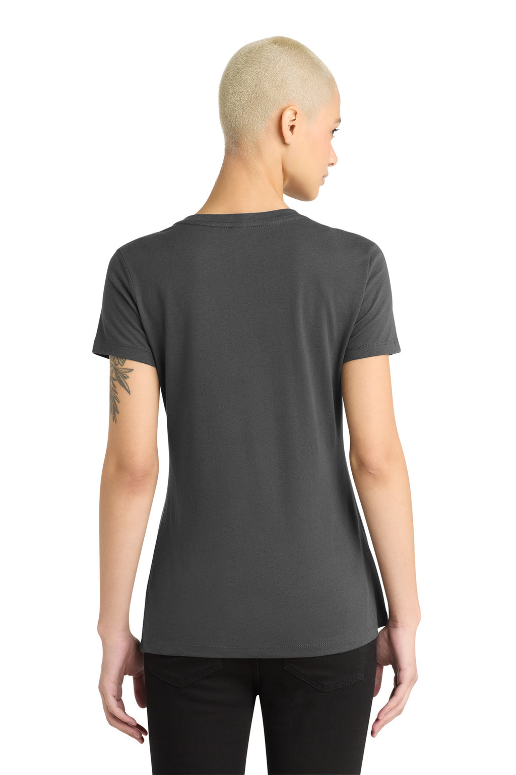 District - Women's Perfect Weight V-Neck Tee. DM1170L - Charcoal - back