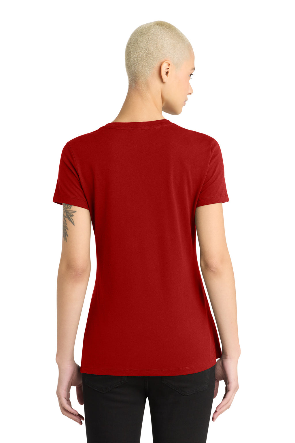 District - Women's Perfect Weight V-Neck Tee. DM1170L - Classic Red - back