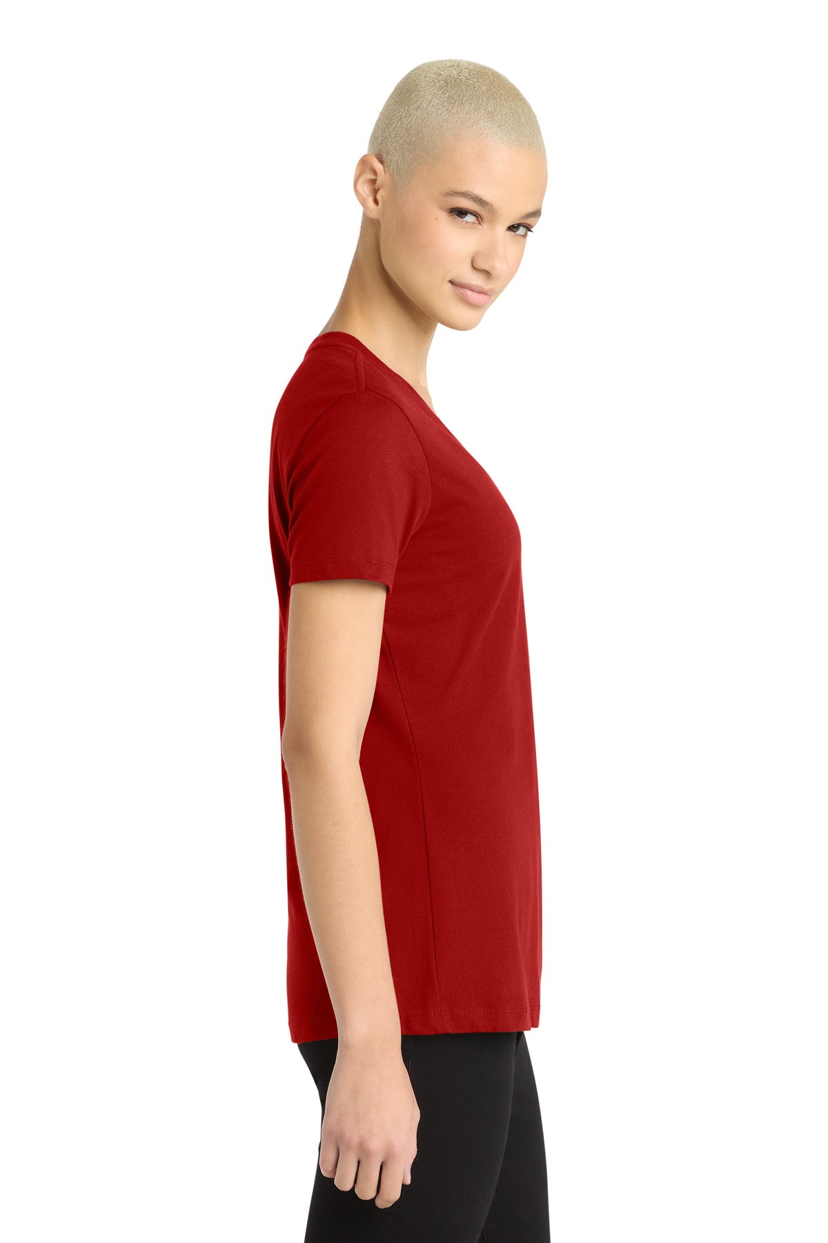 District - Women's Perfect Weight V-Neck Tee. DM1170L - Classic Red - side