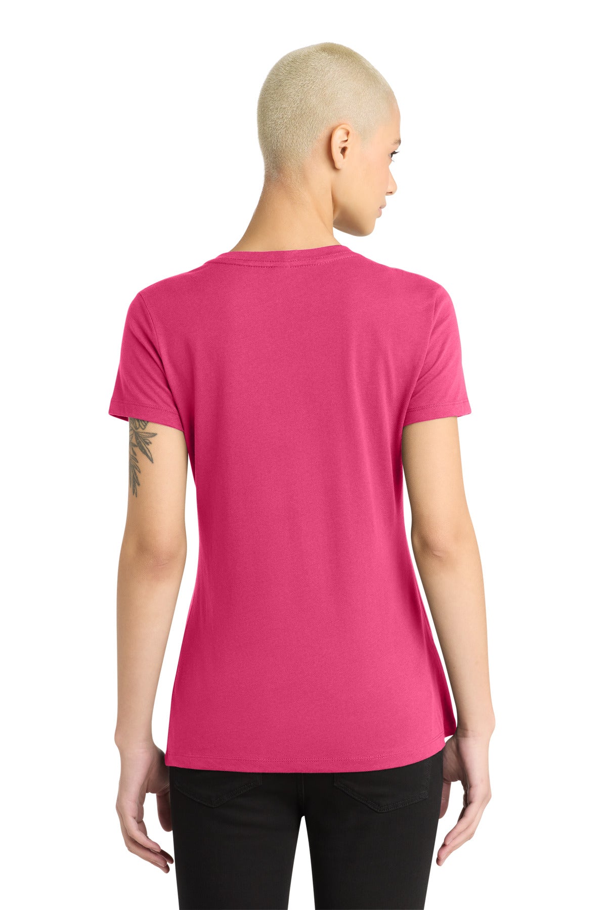 District - Women's Perfect Weight V-Neck Tee. DM1170L - Dark Fuchsia - back