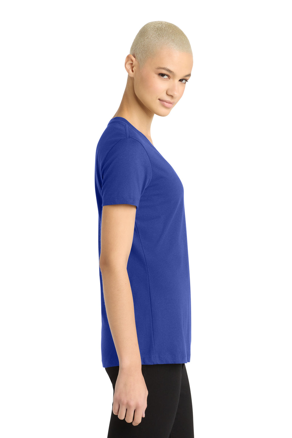 District - Women's Perfect Weight V-Neck Tee. DM1170L - Deep Royal - side