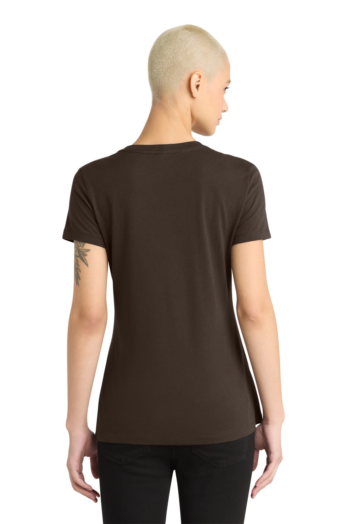 District - Women's Perfect Weight V-Neck Tee. DM1170L - Espresso - back