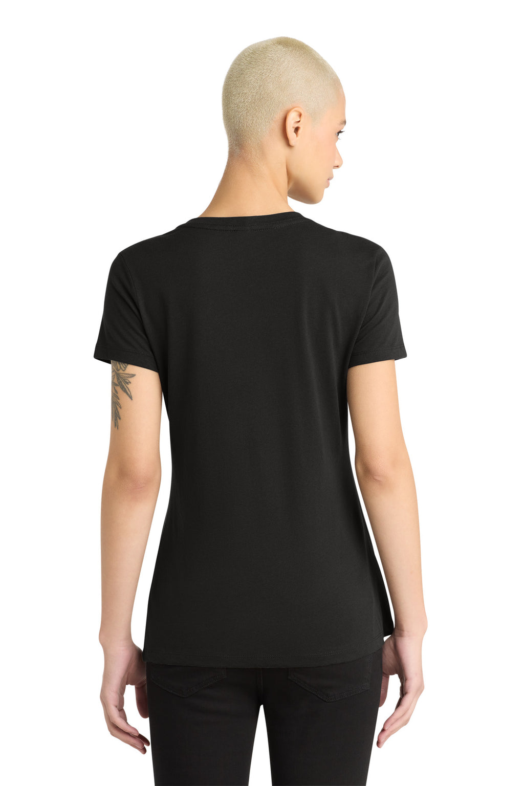 District - Women's Perfect Weight V-Neck Tee. DM1170L - Jet Black - back