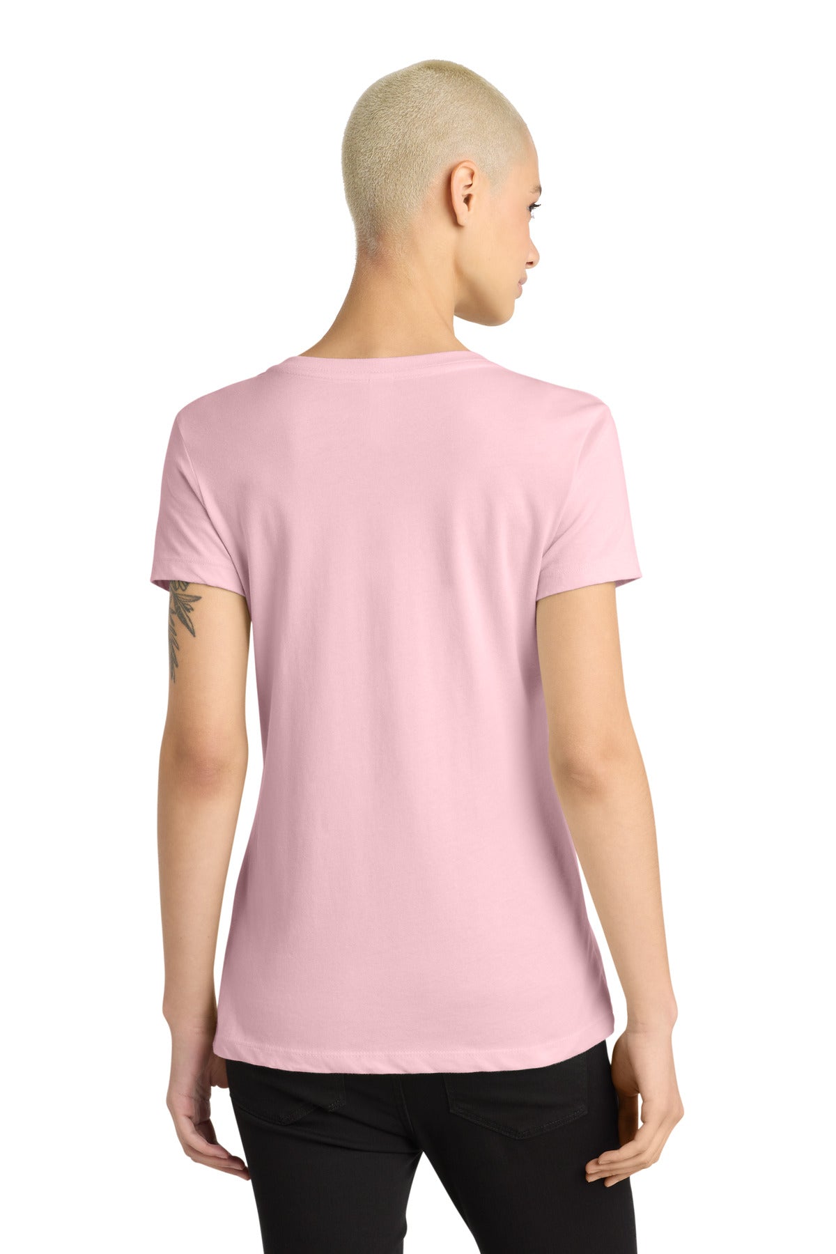 District - Women's Perfect Weight V-Neck Tee. DM1170L - Light Pink - back