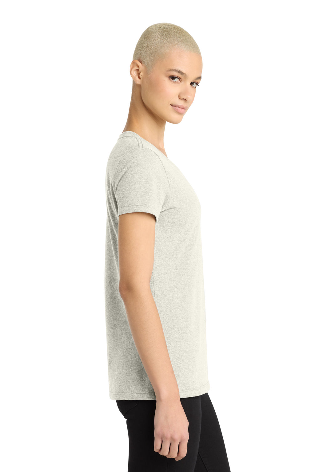District - Women's Perfect Weight V-Neck Tee. DM1170L - Oatmeal Heather - side