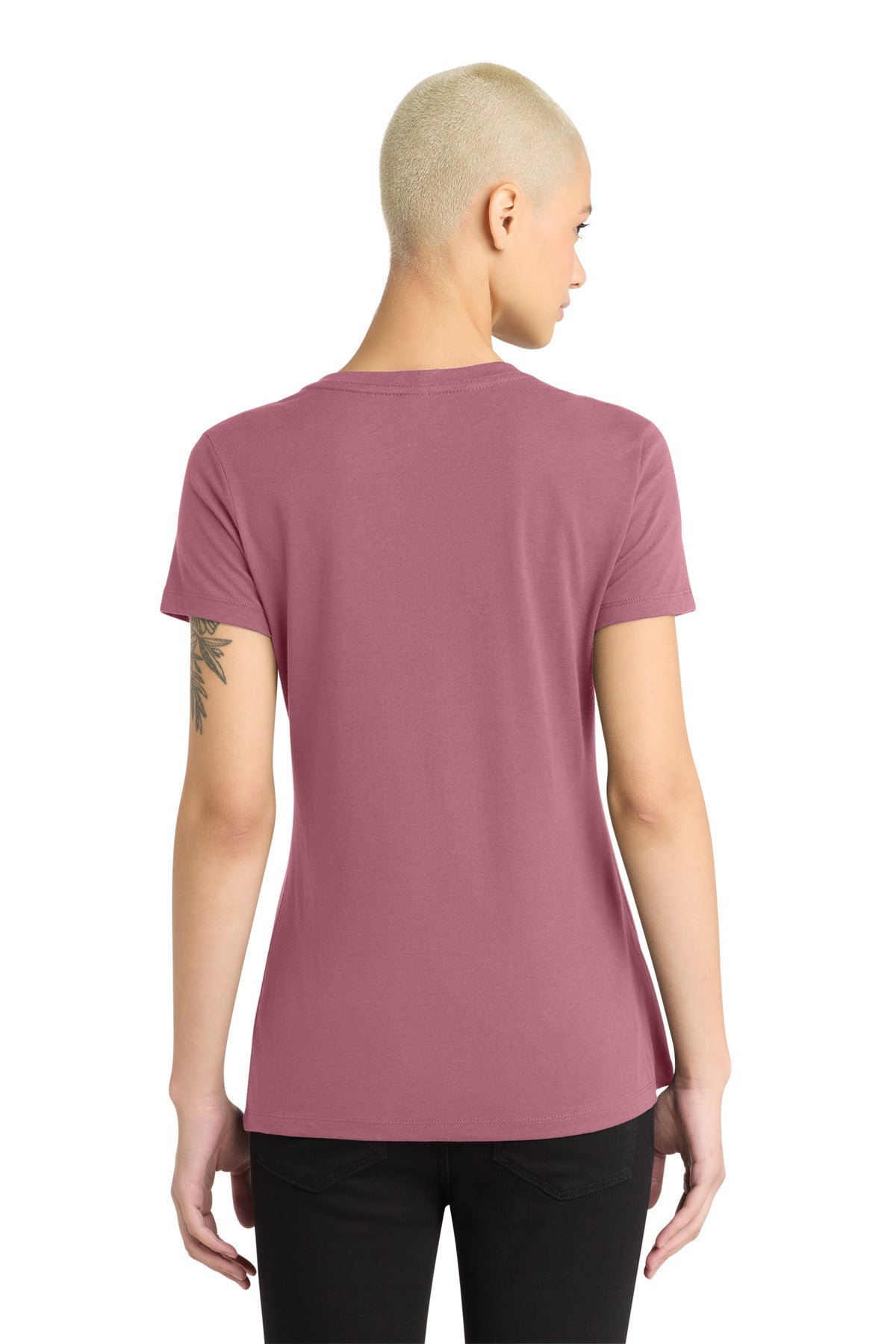 District - Women's Perfect Weight V-Neck Tee. DM1170L - Orchid Haze - back