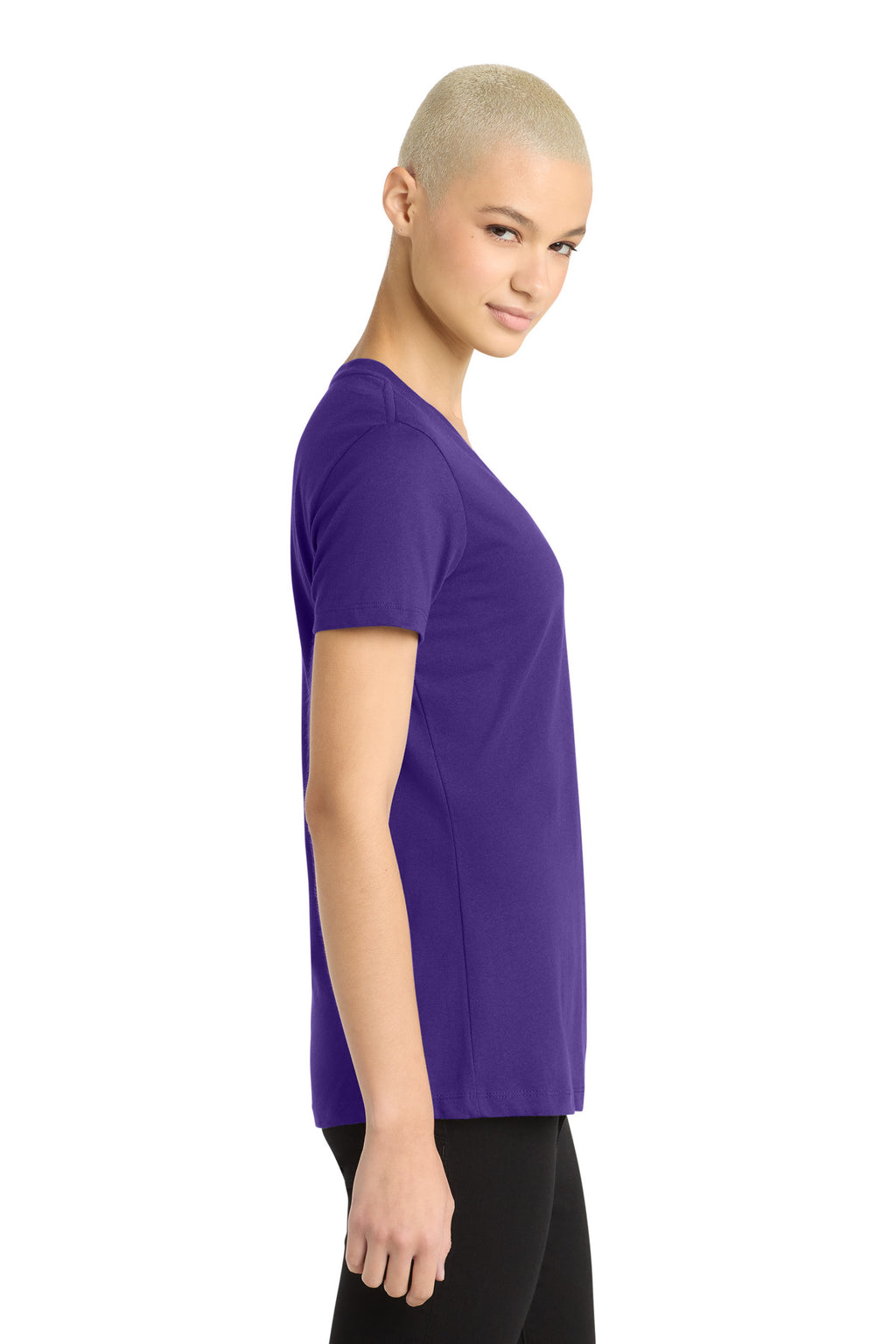 District - Women's Perfect Weight V-Neck Tee. DM1170L - Purple - side