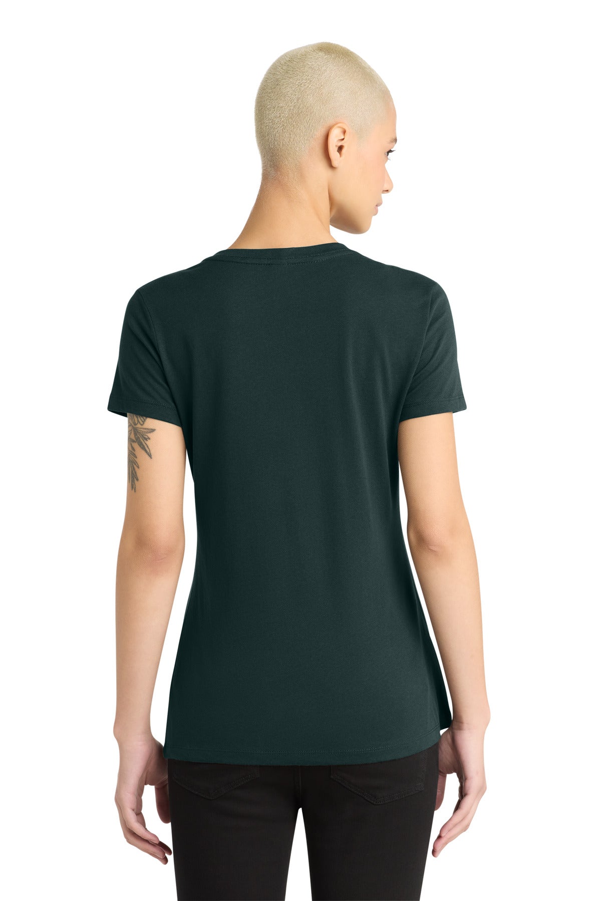 District - Women's Perfect Weight V-Neck Tee. DM1170L - Rainforest - back