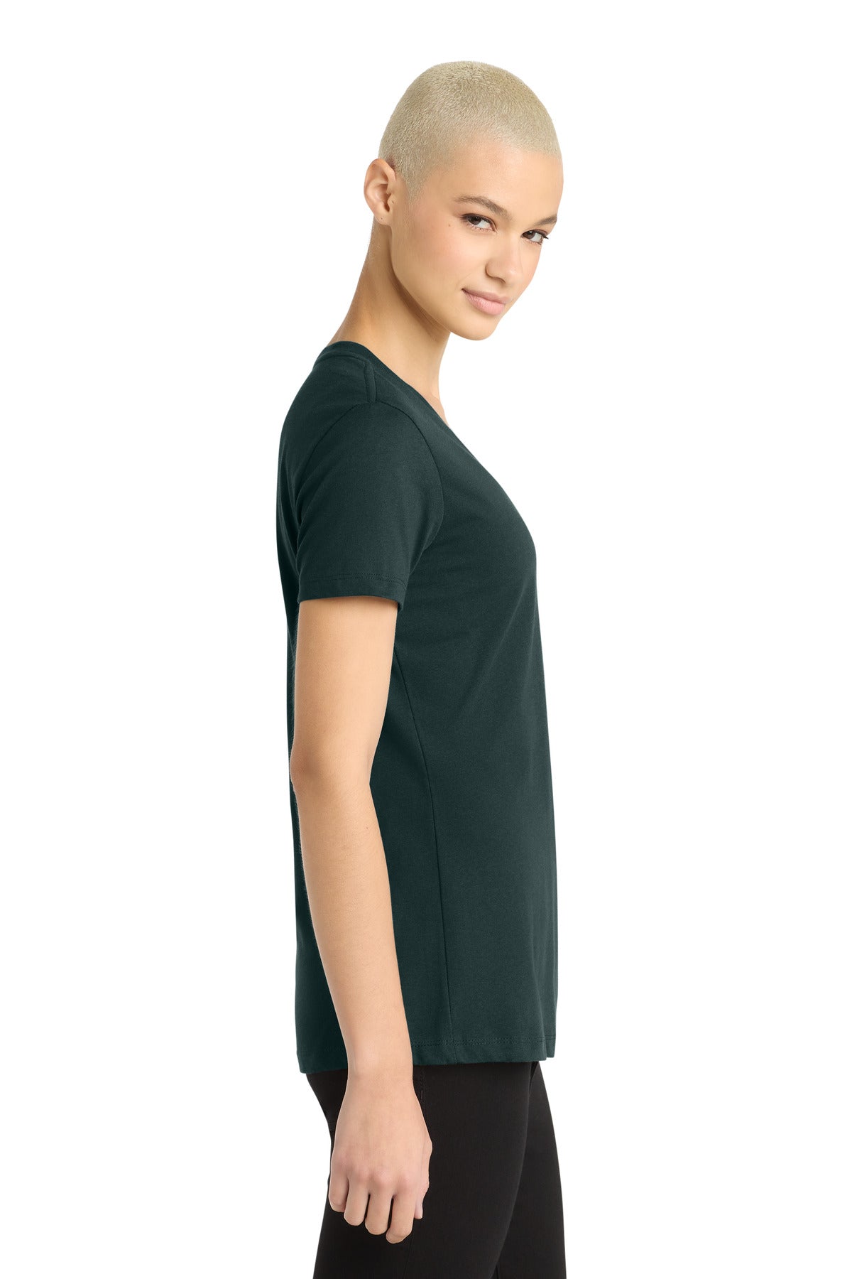 District - Women's Perfect Weight V-Neck Tee. DM1170L - Rainforest - side