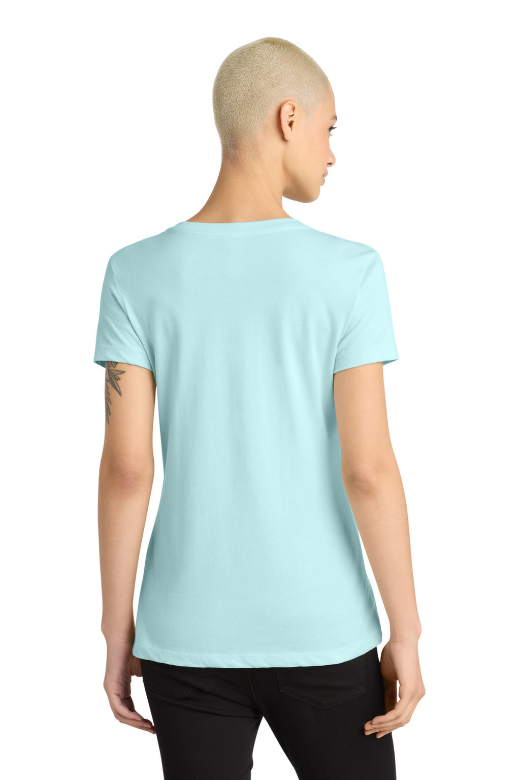 District - Women's Perfect Weight V-Neck Tee. DM1170L - Seaglass Blue - back