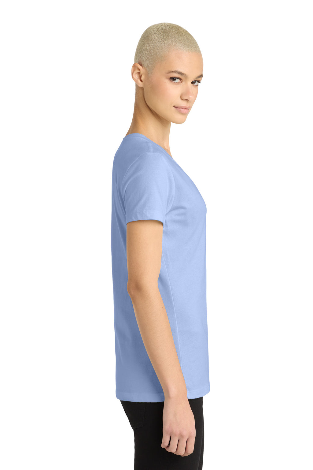 District - Women's Perfect Weight V-Neck Tee. DM1170L - Soft Lilac - side
