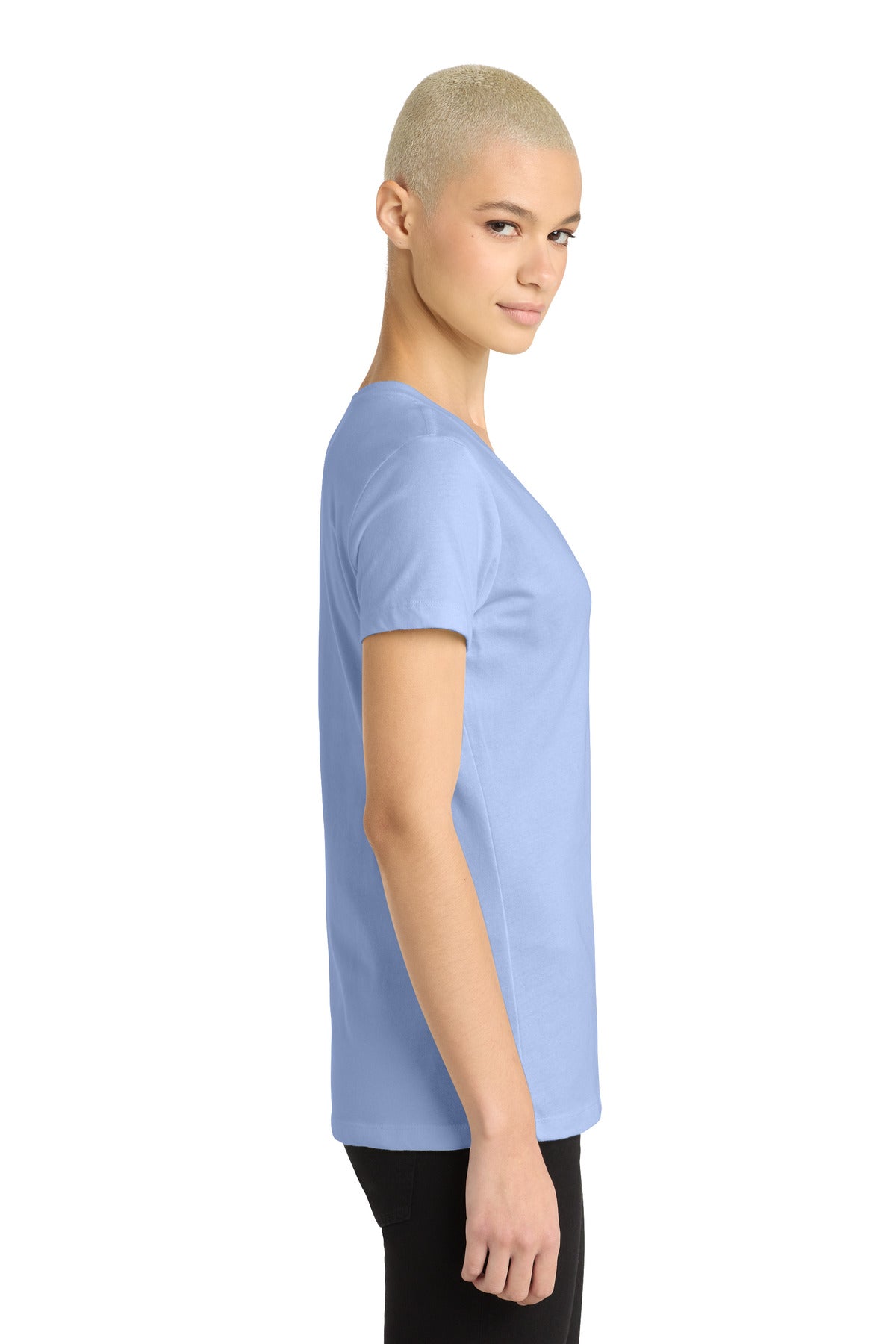 District - Women's Perfect Weight V-Neck Tee. DM1170L - Soft Lilac - side