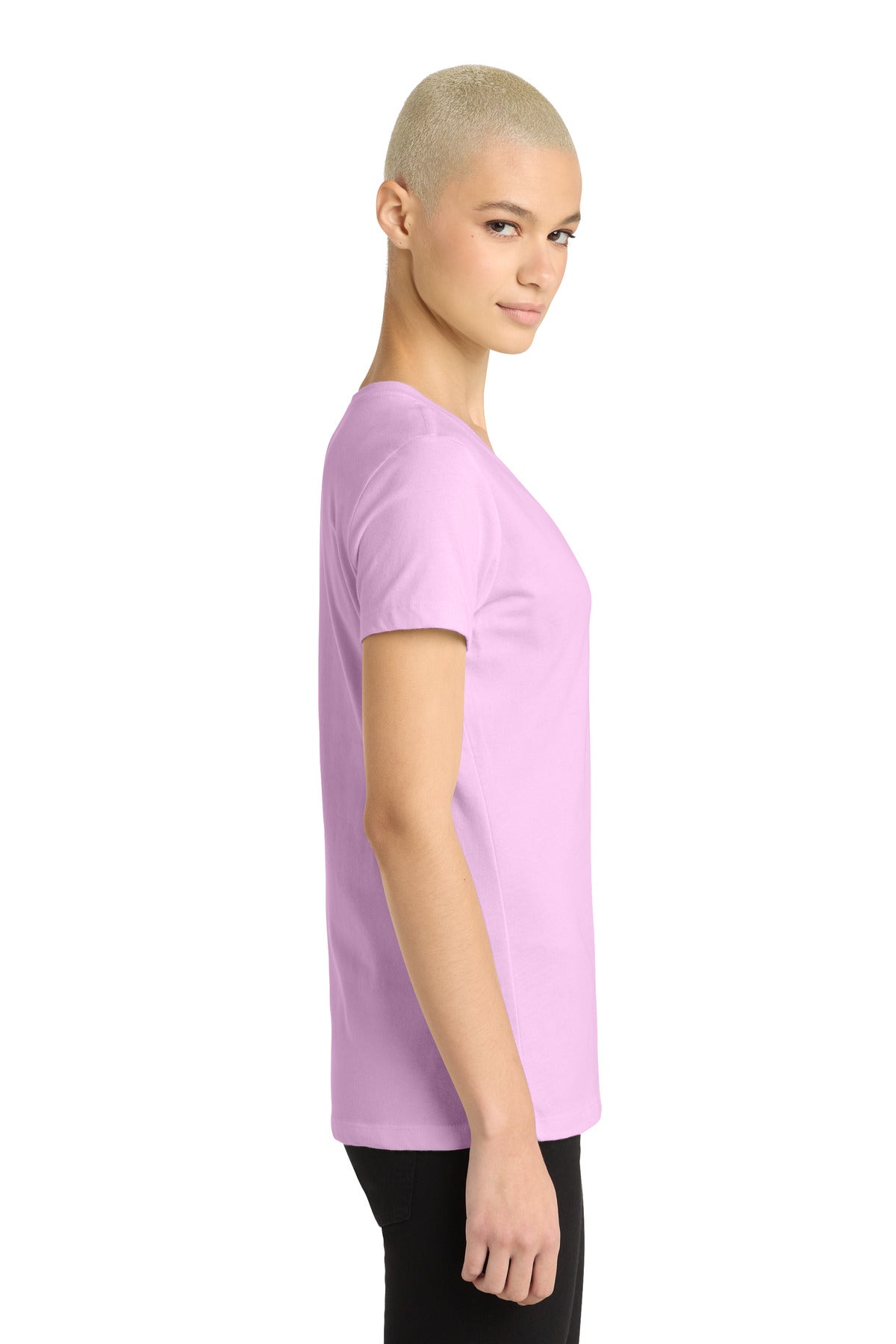 District - Women's Perfect Weight V-Neck Tee. DM1170L - Soft Purple - side