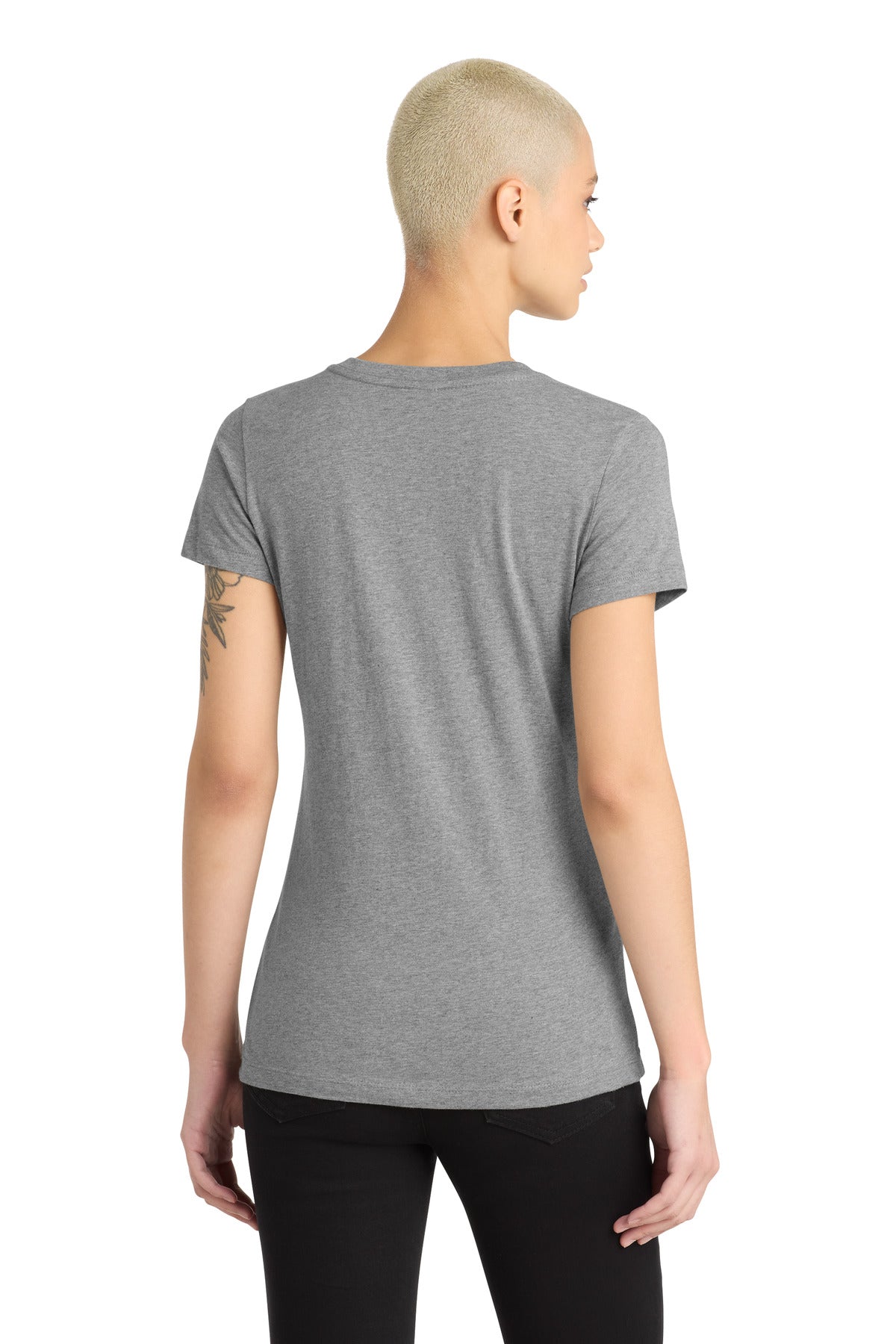 District Women's Perfect Blend CVC V-Neck Tee. DM1190L - Grey Frost - back