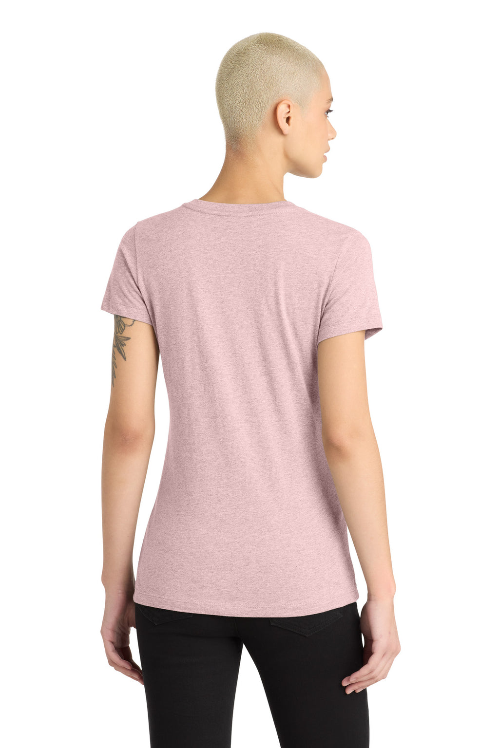 District Women's Perfect Blend CVC V-Neck Tee. DM1190L - Heathered Lavender - back