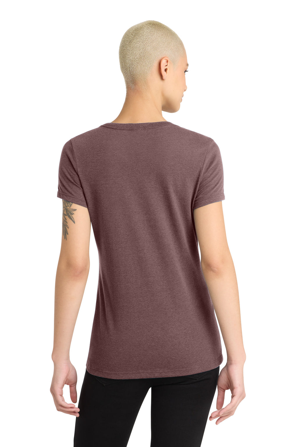 District Women's Perfect Blend CVC V-Neck Tee. DM1190L - Rose Fleck - back