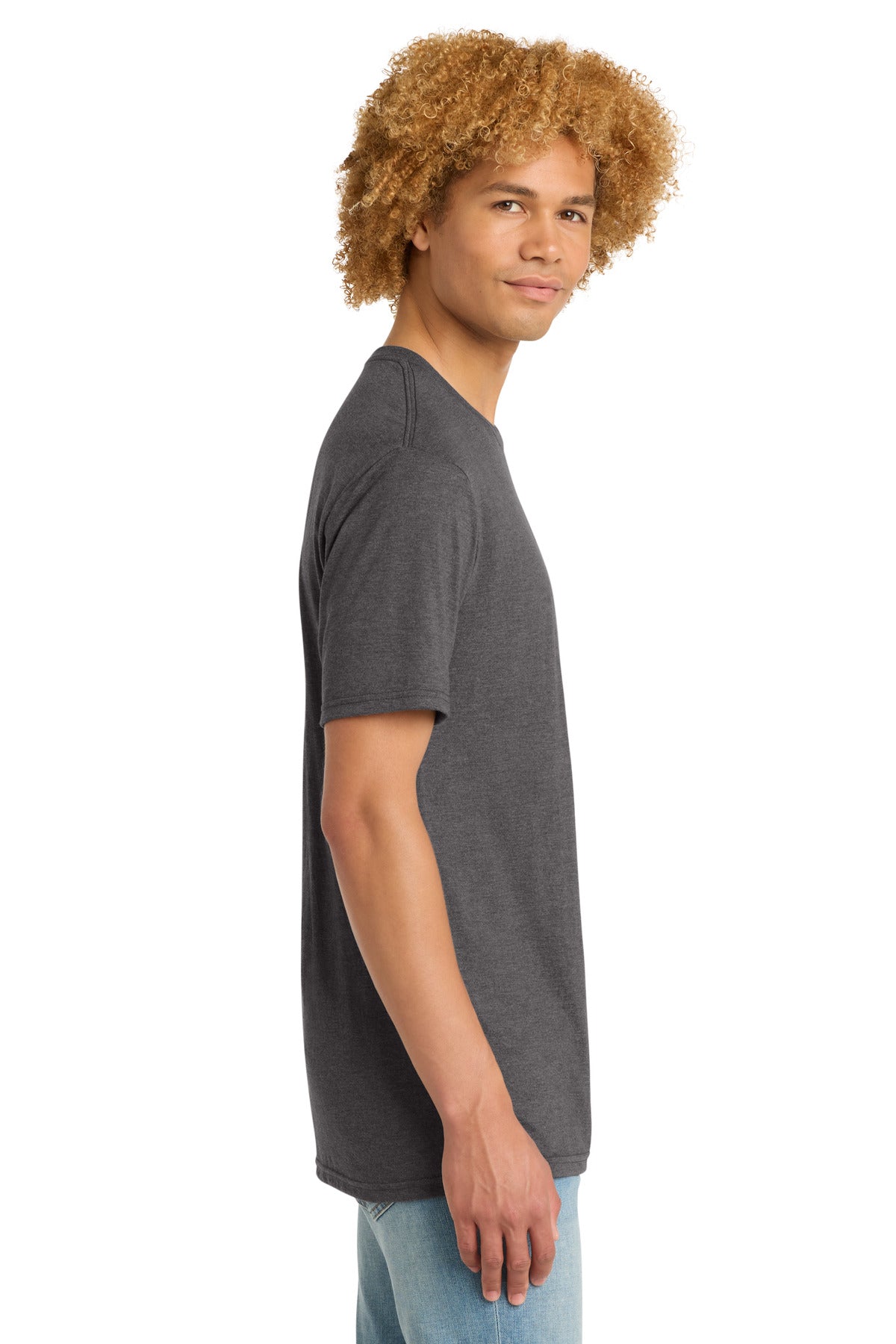 District Perfect Tri DTG Tee DM130DTG - Heathered Charcoal - side