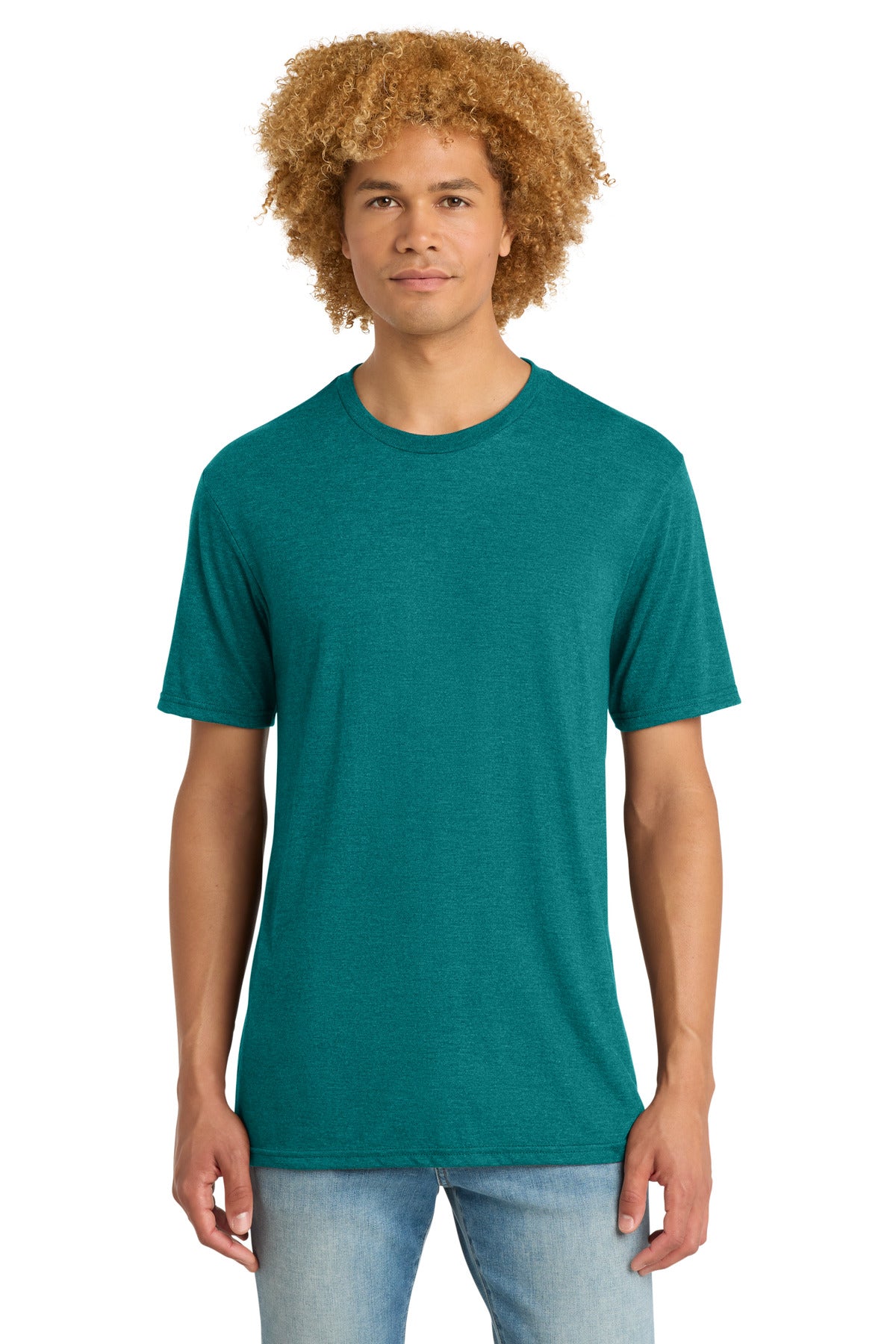 District Perfect Tri DTG Tee DM130DTG - Heathered Teal - front