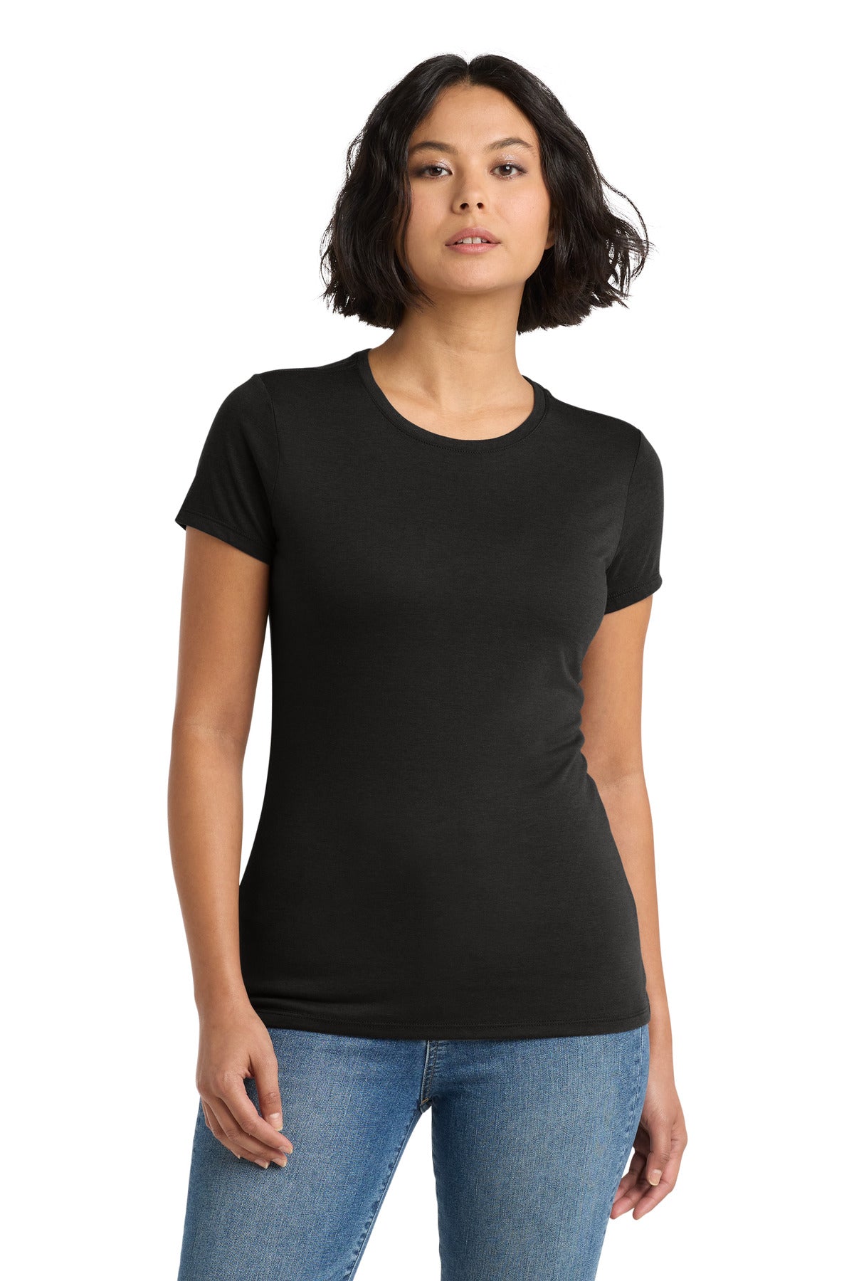 District Women's Perfect Tri Tee. DM130L - Black - front