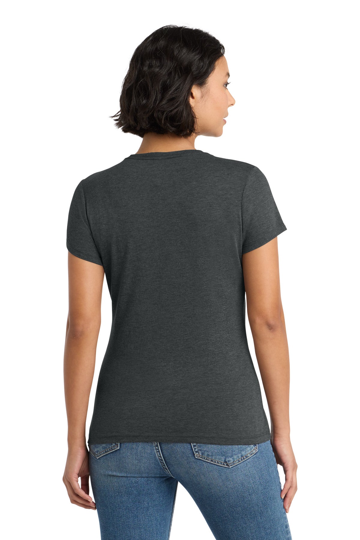 District Women's Perfect Tri Tee. DM130L - Black Frost - back