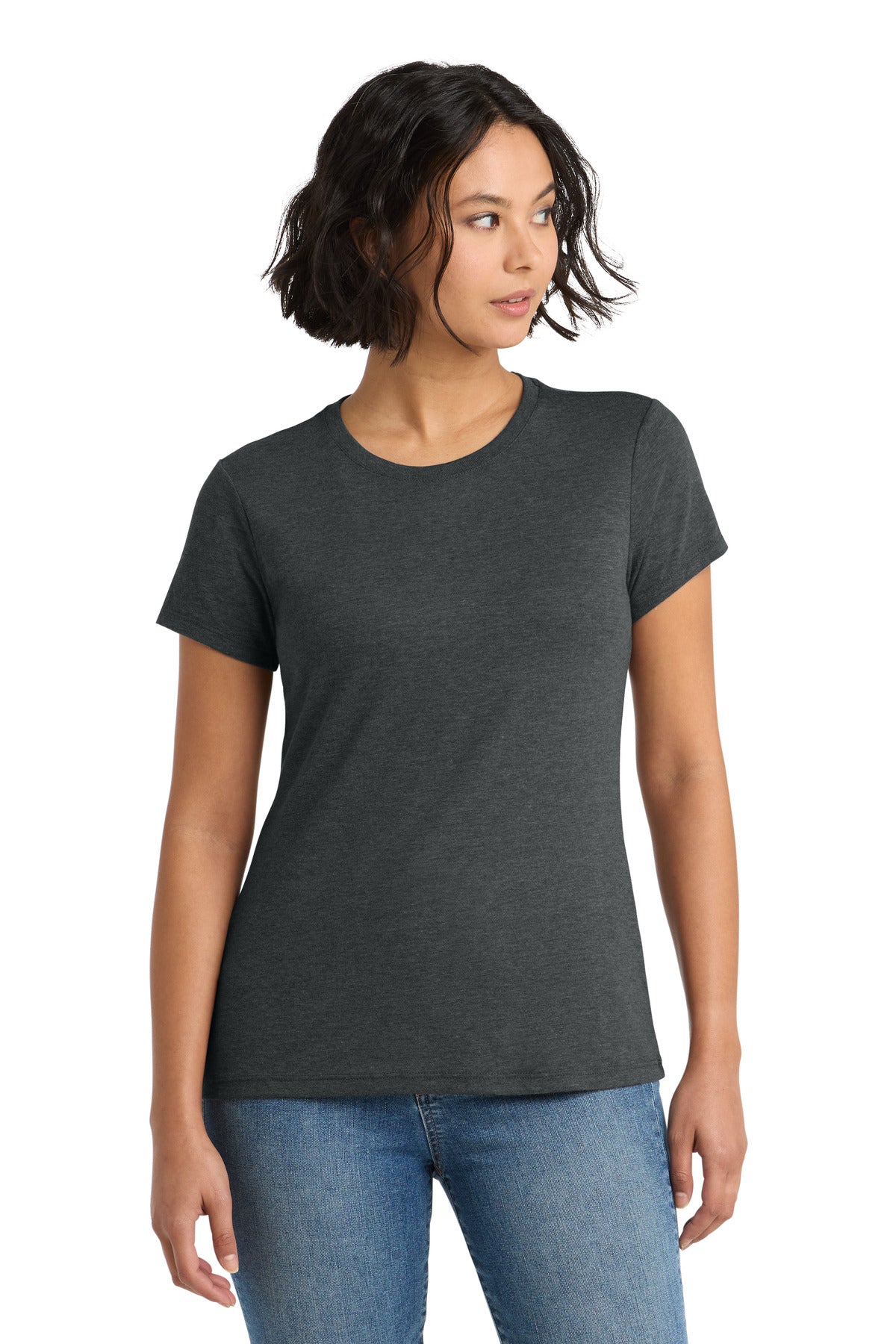 District Women's Perfect Tri Tee. DM130L - Black Frost - front
