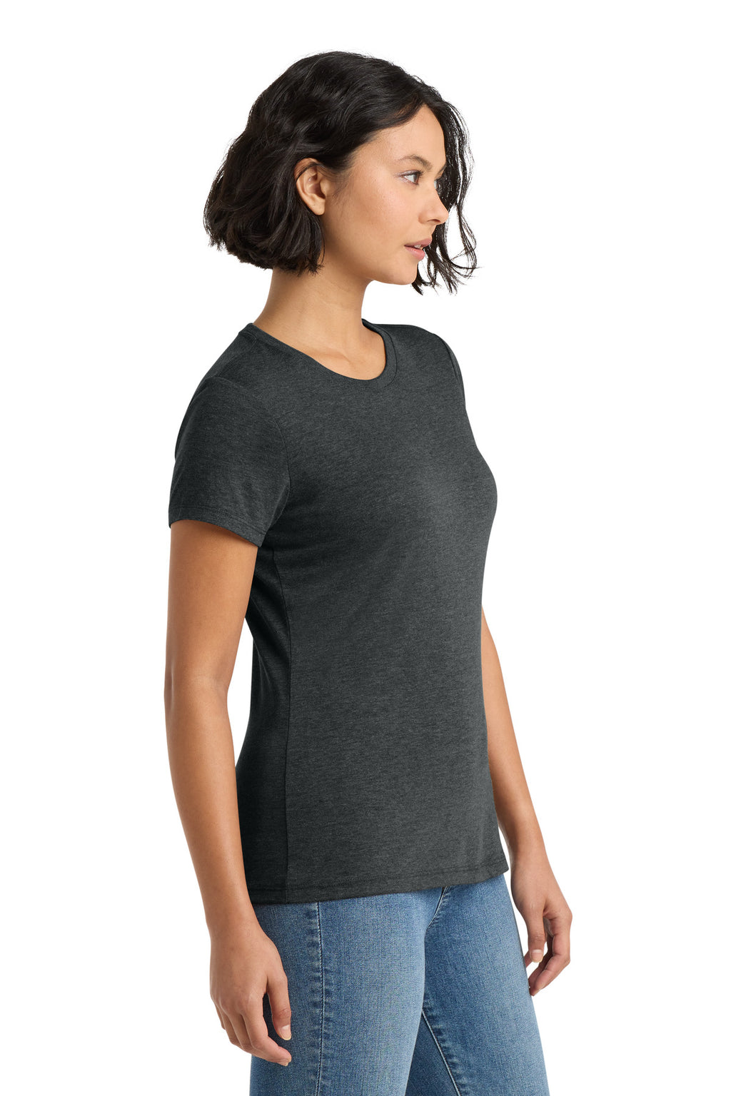 District Women's Perfect Tri Tee. DM130L - Black Frost - side