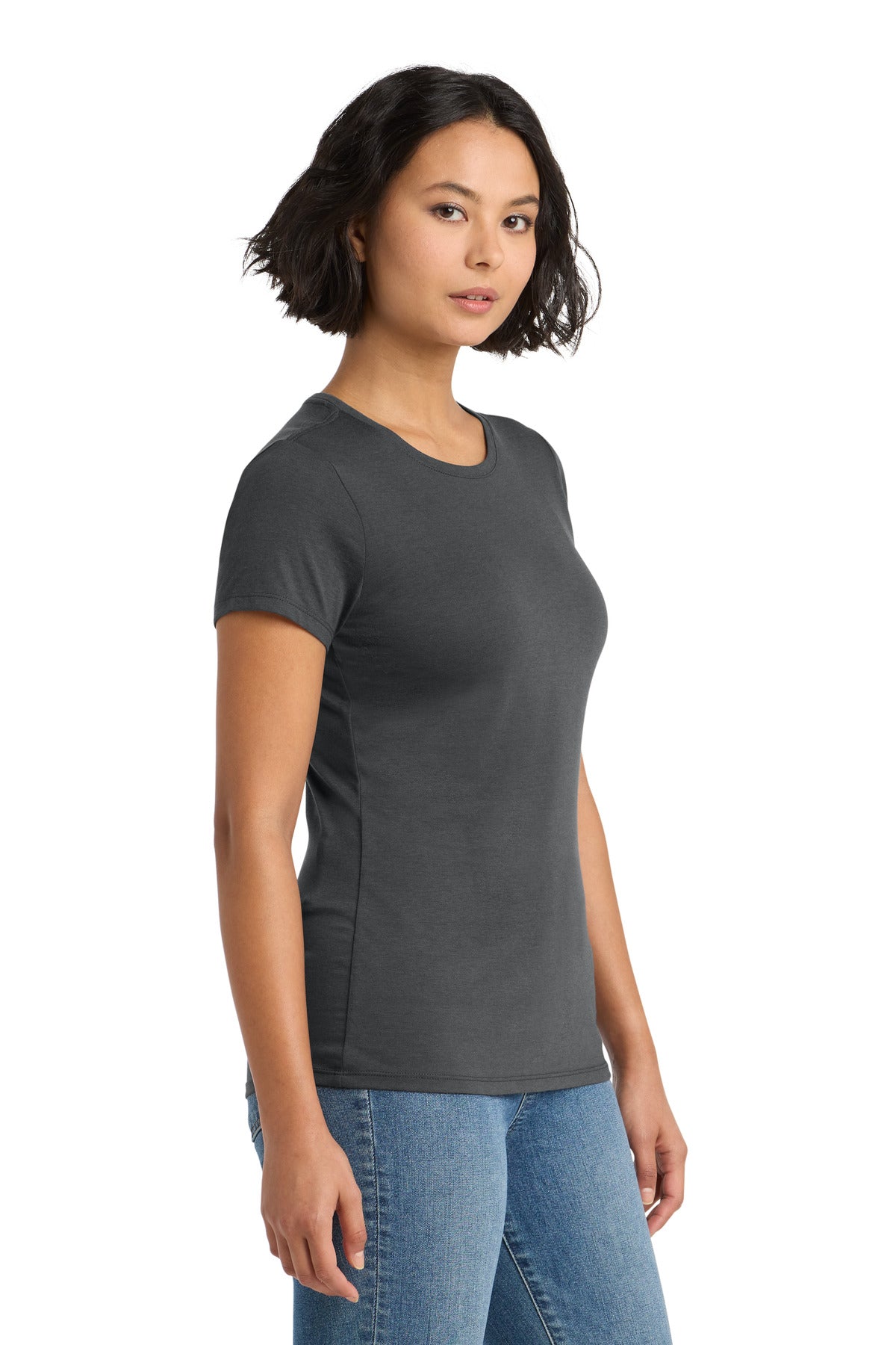 District Women's Perfect Tri Tee. DM130L - Charcoal - side